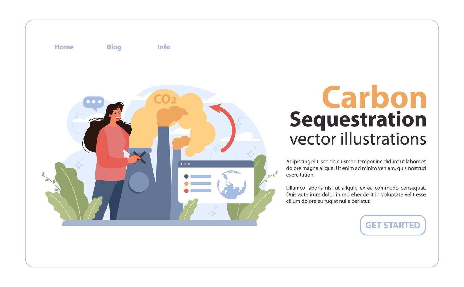 Carbon Sequestration concept. Flat vector illustration