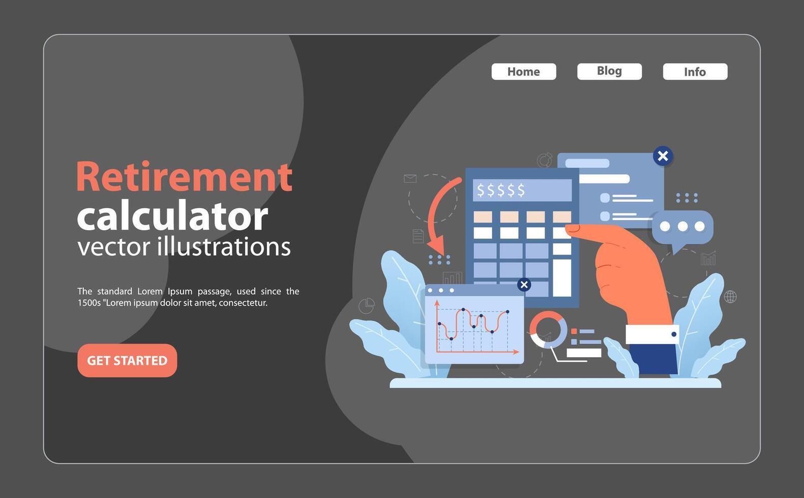 Financial independence, FIRE night mode or dark mode web banner vector