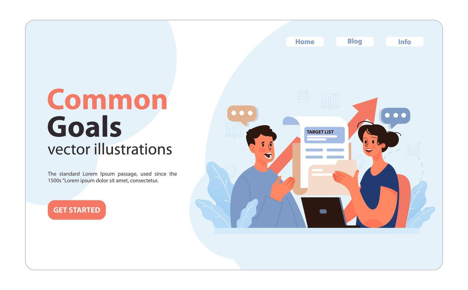 Common goals concept. Flat vector illustration.