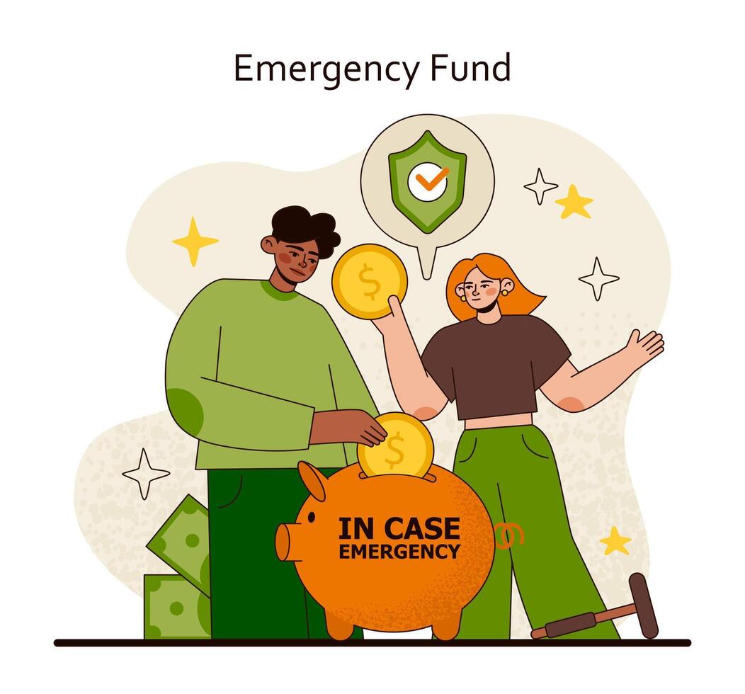 Emergency Fund concept. Secure savings assurance with financial cushion vector