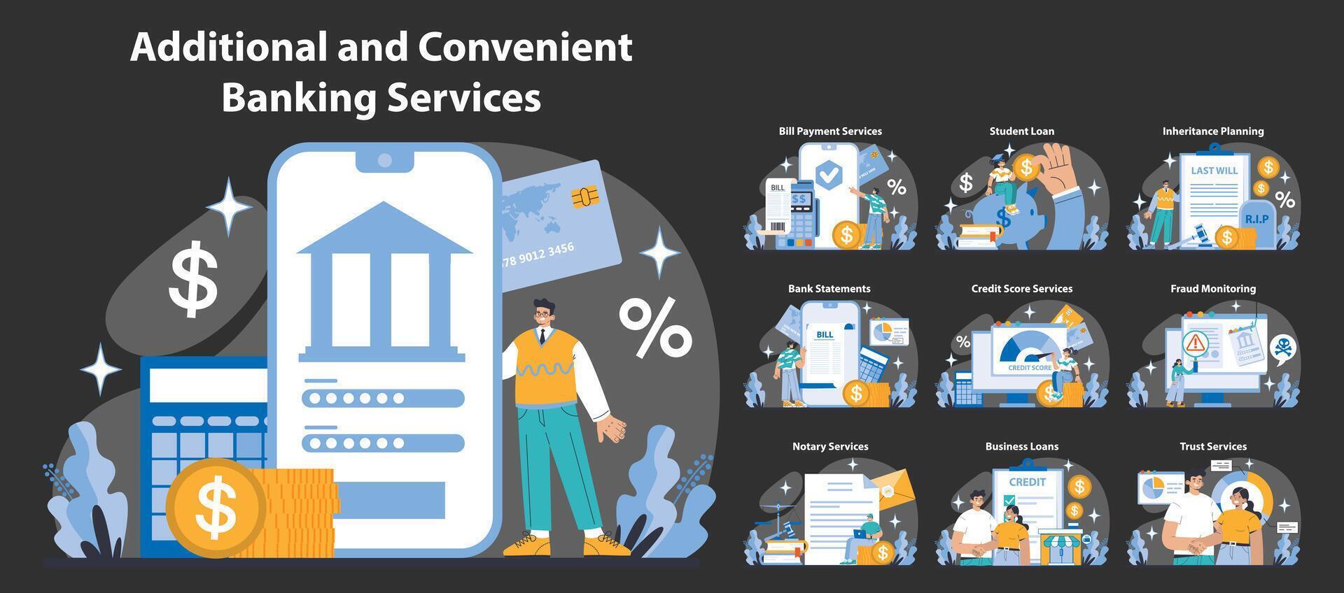 banco servicios concepto. plano vector ilustración.