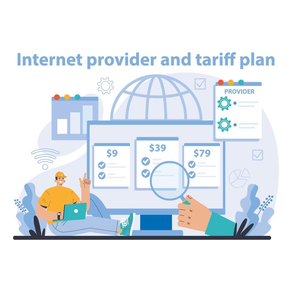 Wi-Fi network. Specialist setting up, developing and maintaining wireless vector