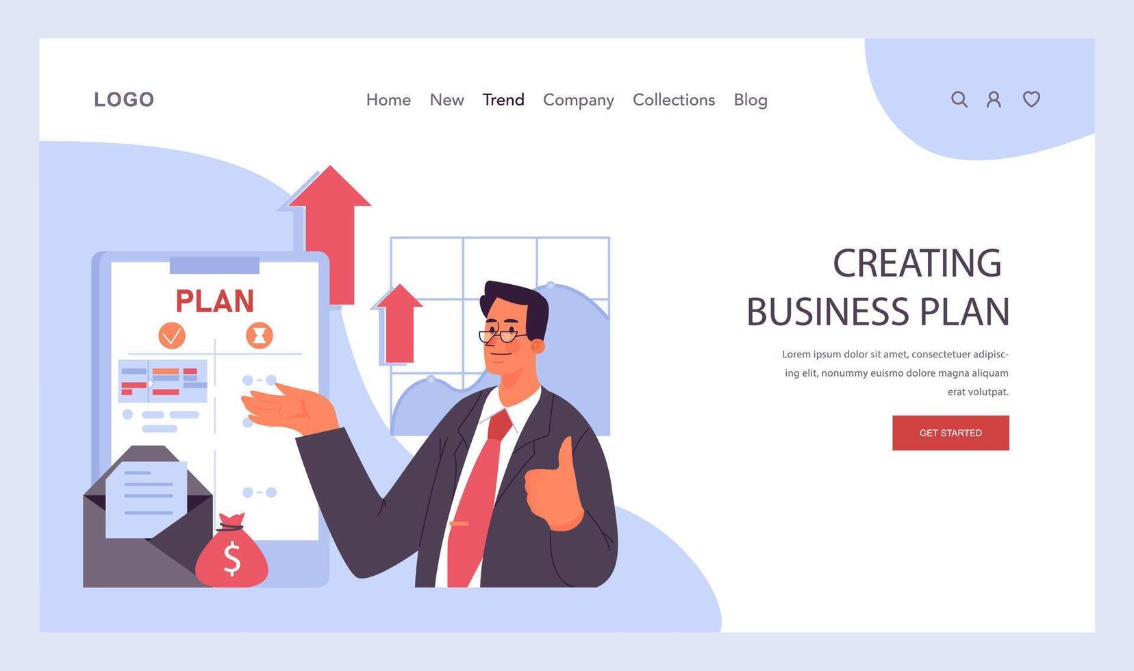 Financial planning web banner or landing page. Personal and family vector