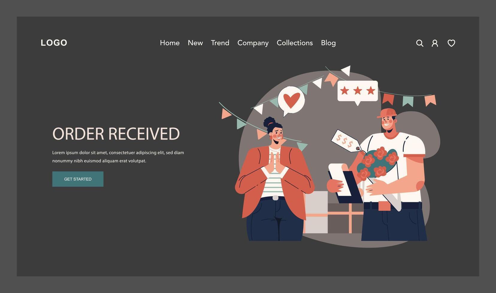 Delivery of goods web banner or landing page dark or night mode vector