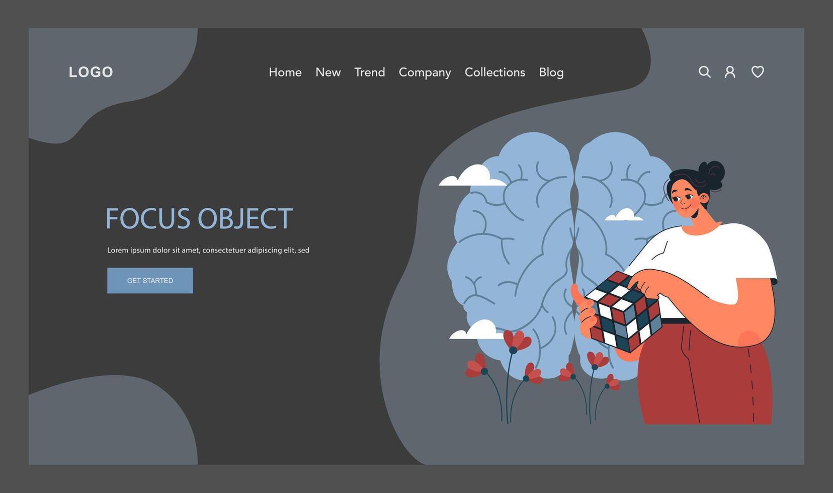 Panic attack web banner or landing page dark or night mode. Mental health vector
