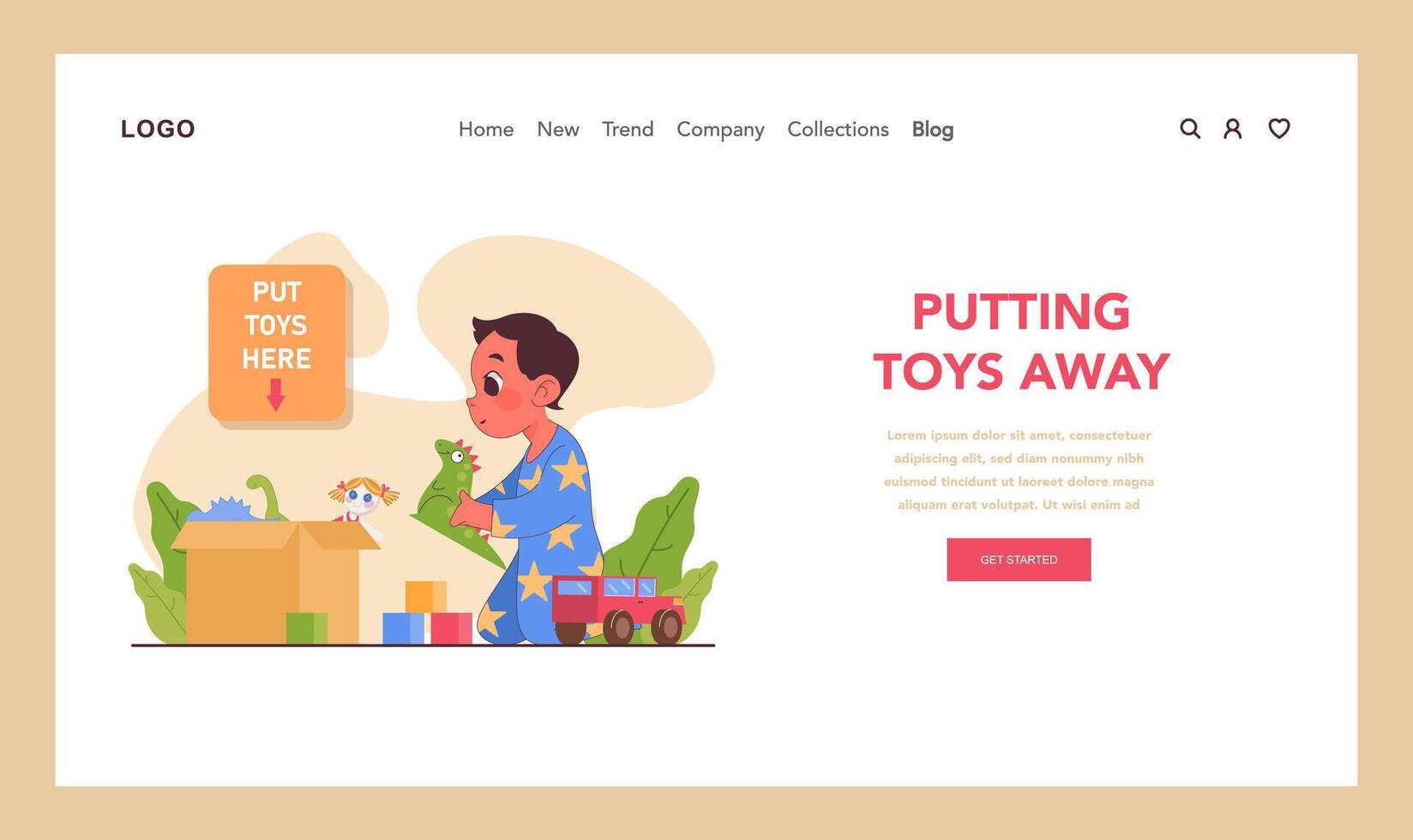 Child doing household chores web banner or landing page. Formation vector