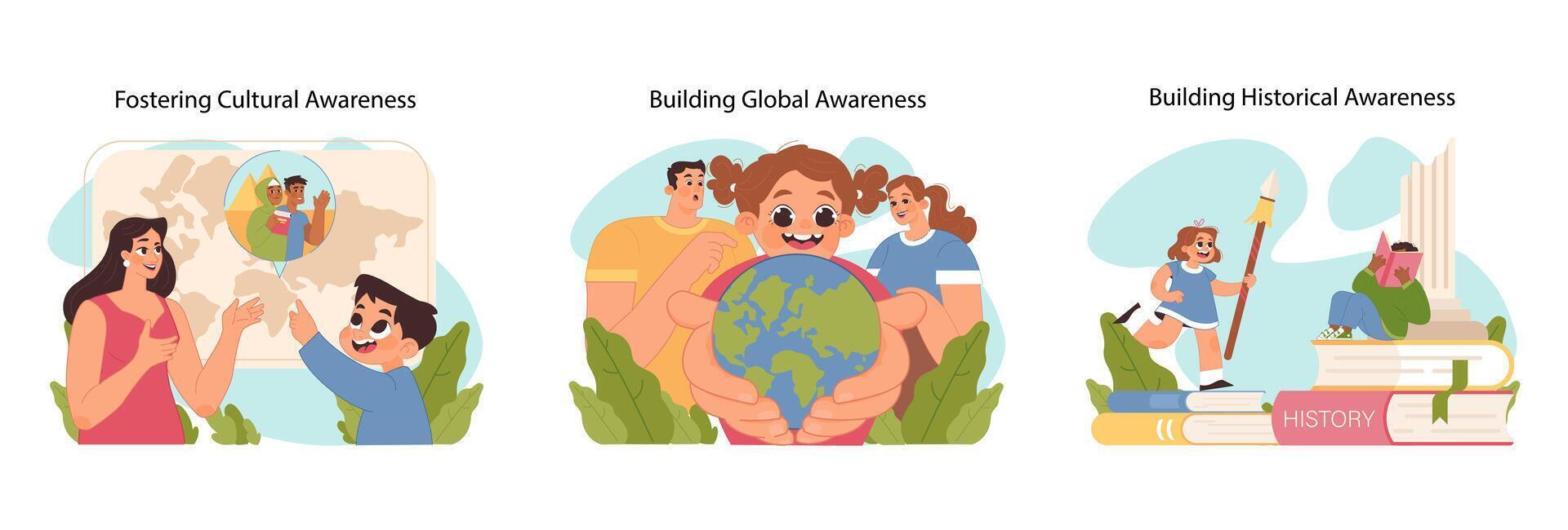 Cultural awareness set. Flat vector illustration