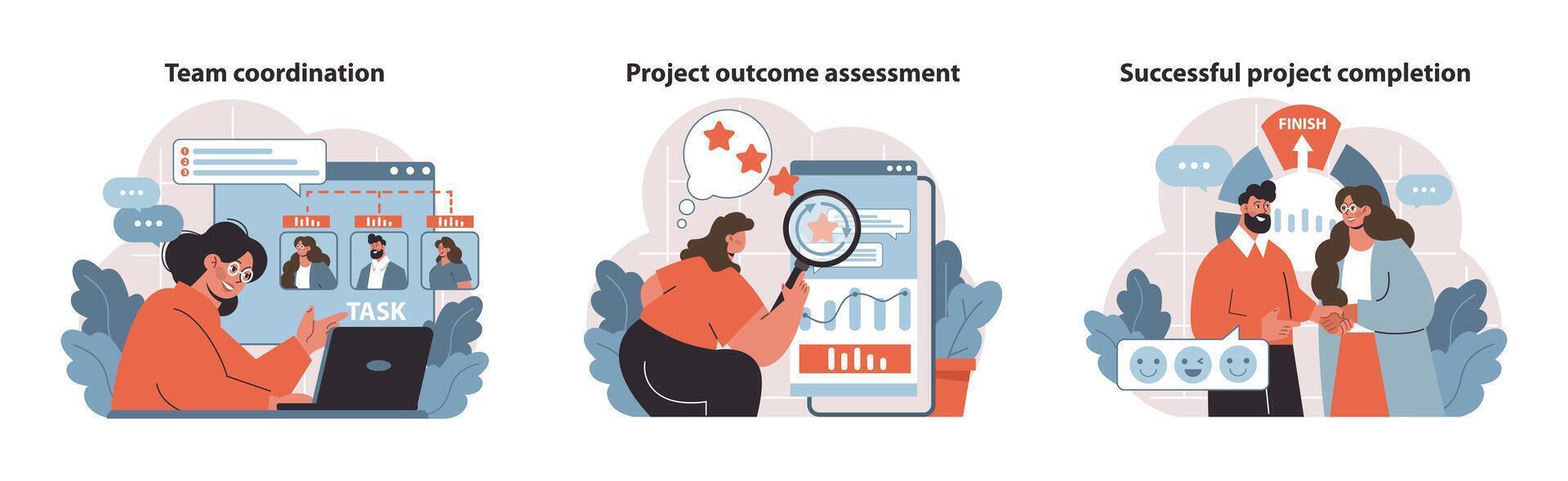 Project Management dynamics. Coordinating teams, assessing outcomes vector
