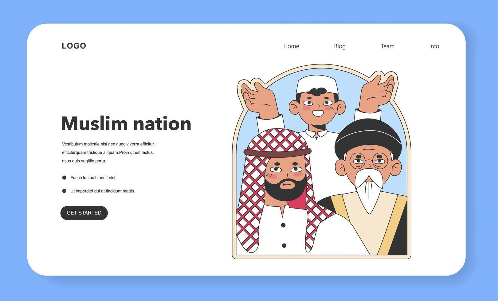 Muslim community unity concept. Flat vector illustration