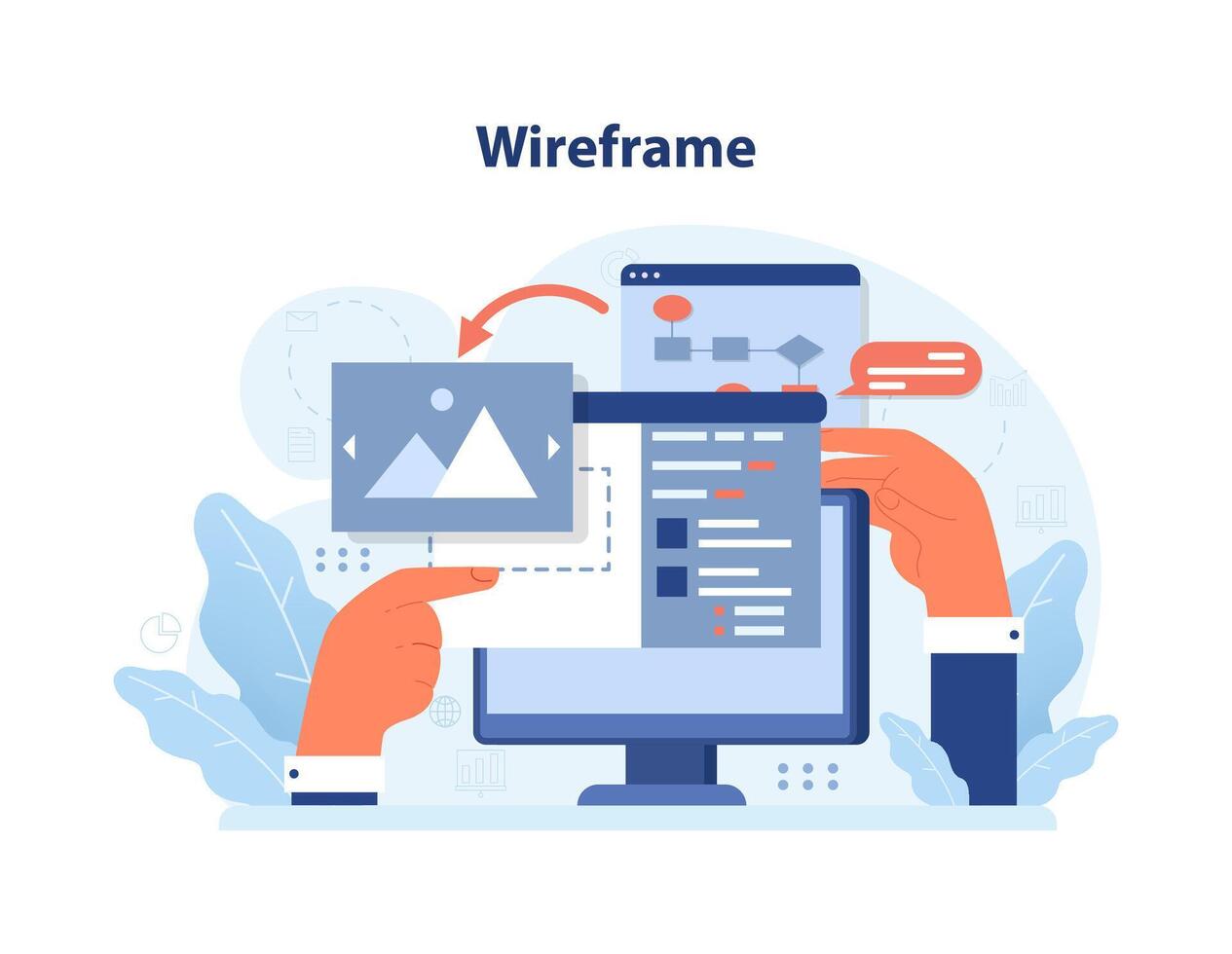 Wireframe concept. Flat vector illustration