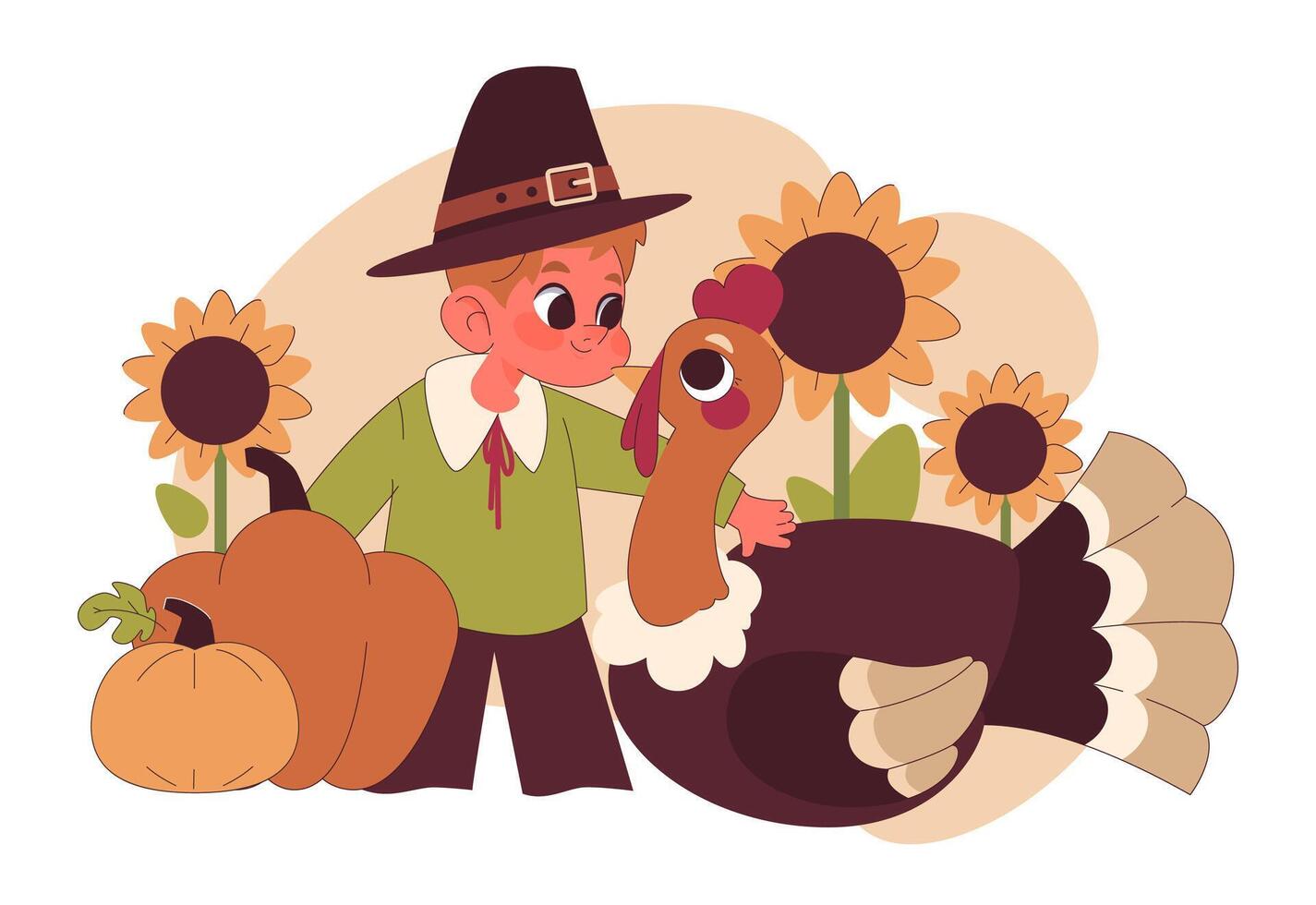 Joyful family celebrating Thanksgiving. American holiday dining and gathering vector