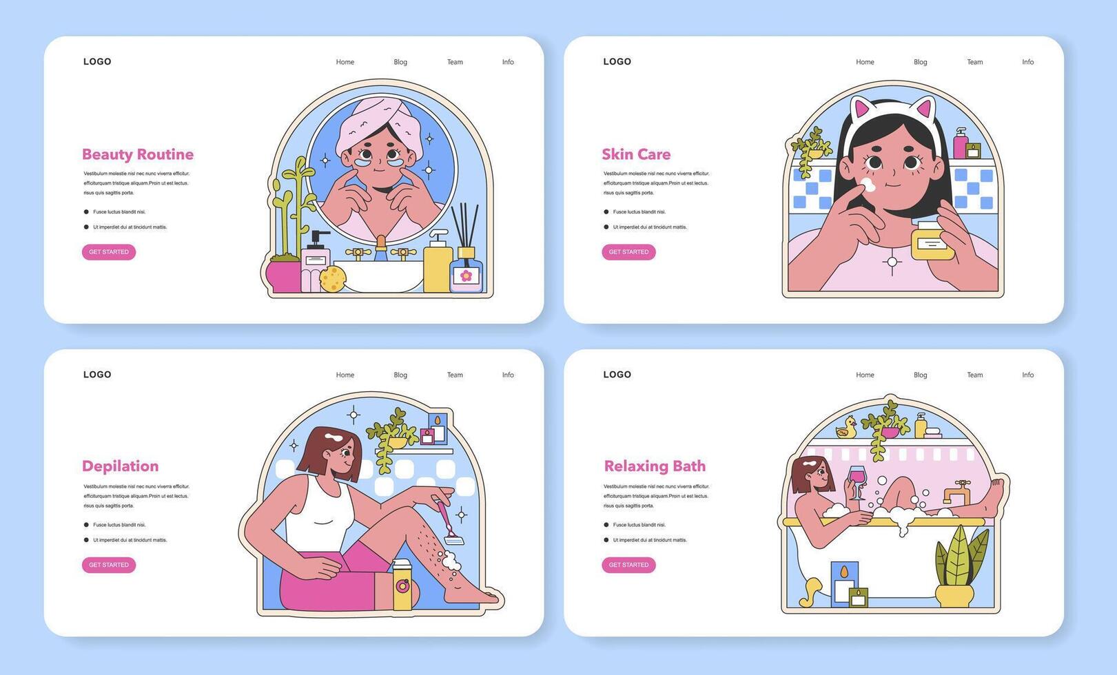 Beauty routine guide. Flat vector illustration