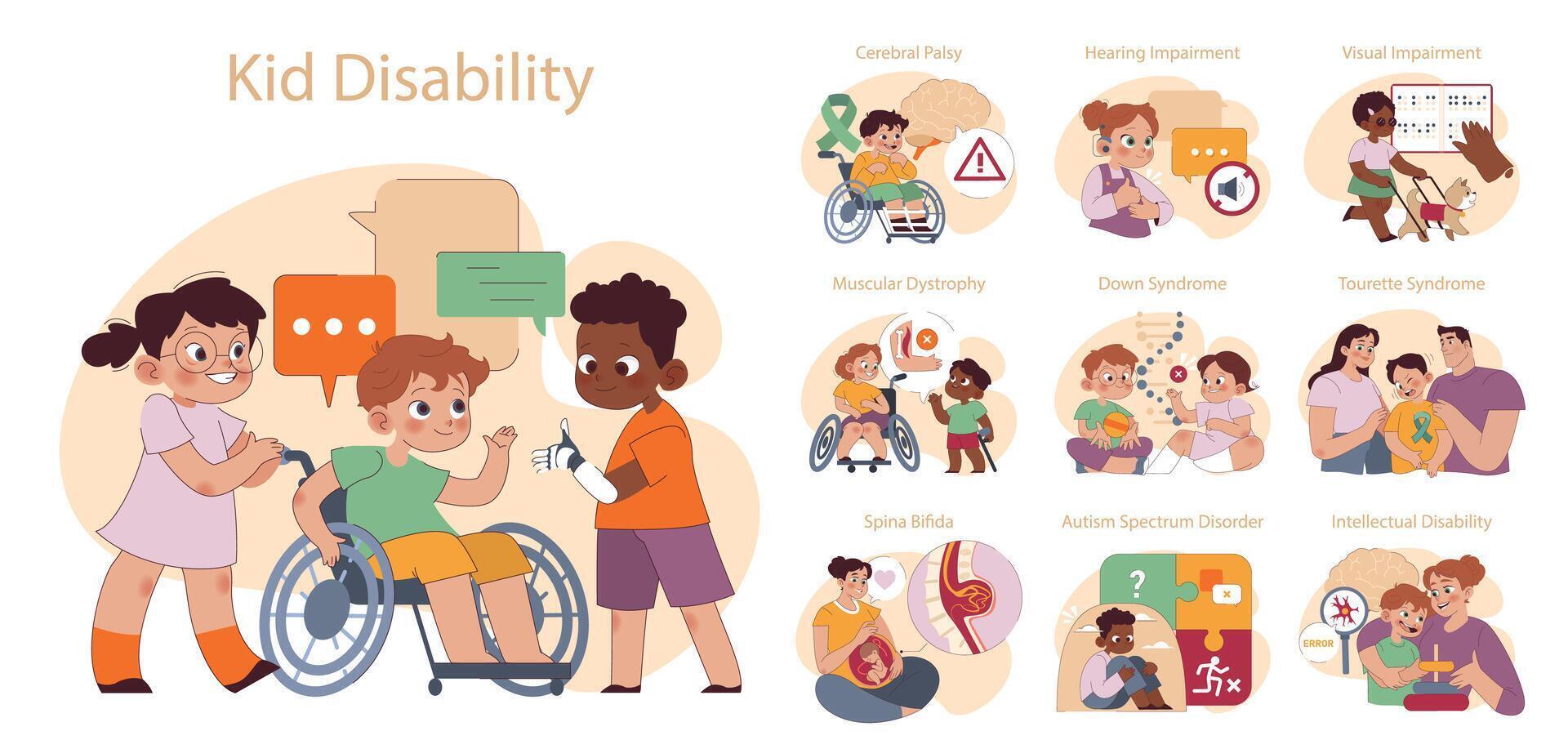 Kid Disability set. vector