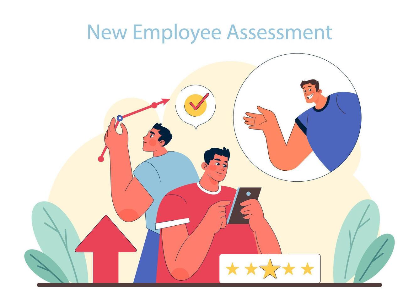 New Employee Assessment concept. Evaluating progress vector