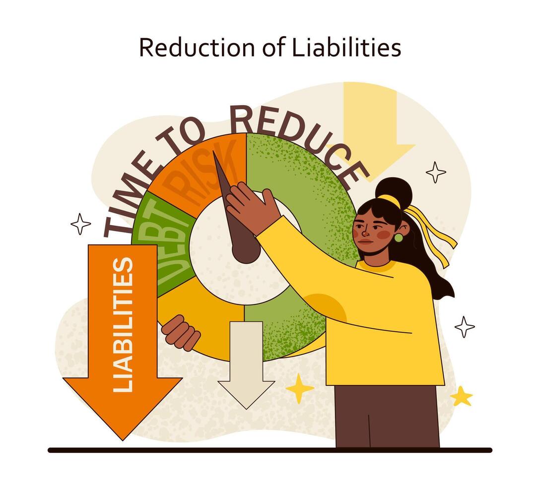 Liability Reduction concept. Decisive steps towards minimizing debts and financial risks. vector