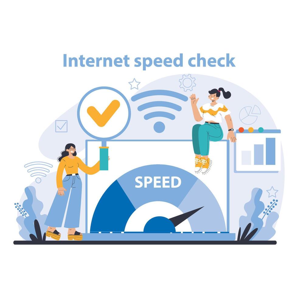 Wi-Fi network. Specialist setting up, developing and maintaining wireless vector