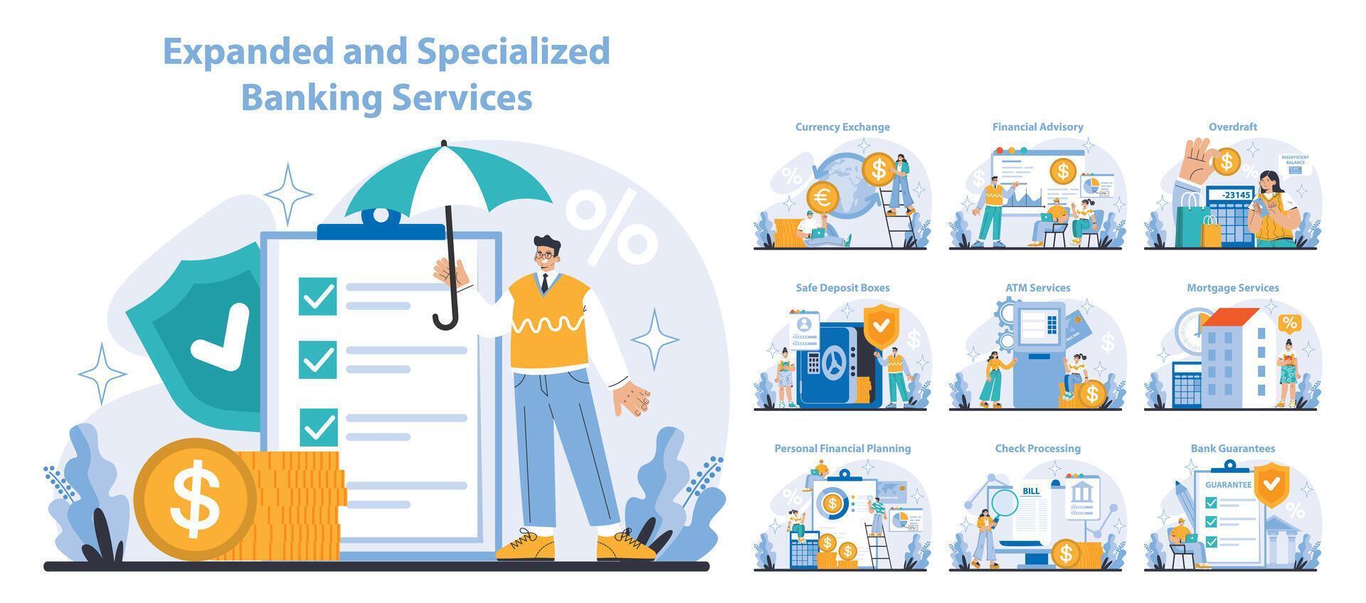 Bank services concept. Flat vector illustration.