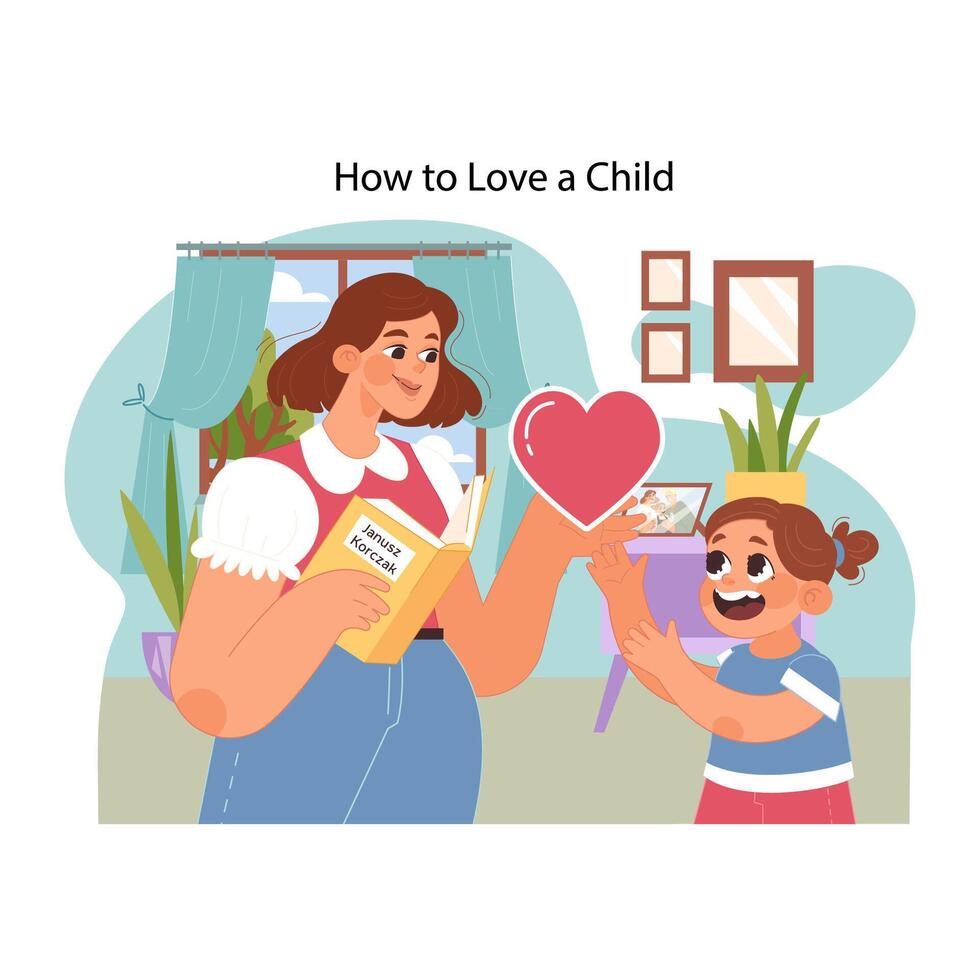 Parent-child bonding concept. Flat vector illustration
