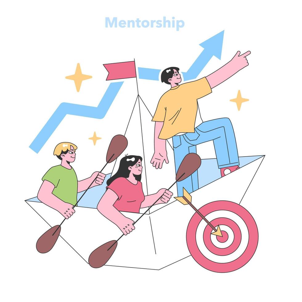 Guiding mentor Flat vector illustration