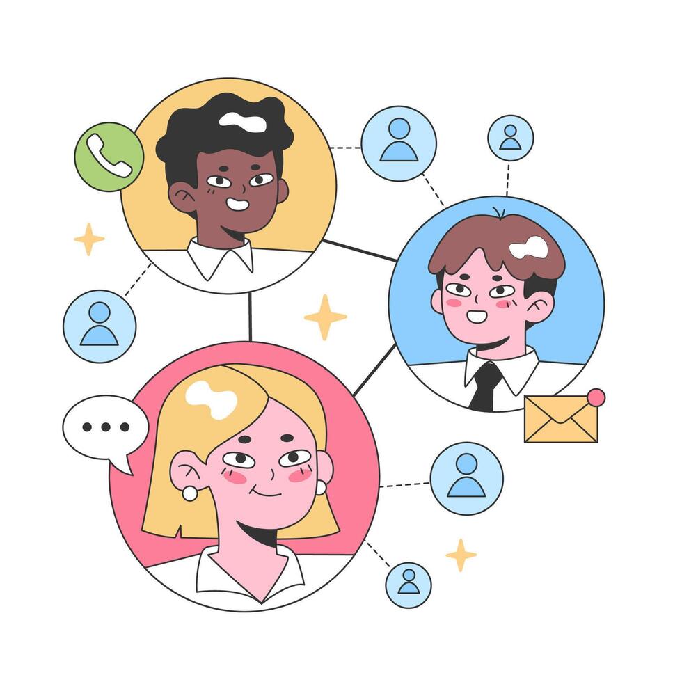 Network connections concept. Flat vector illustration.