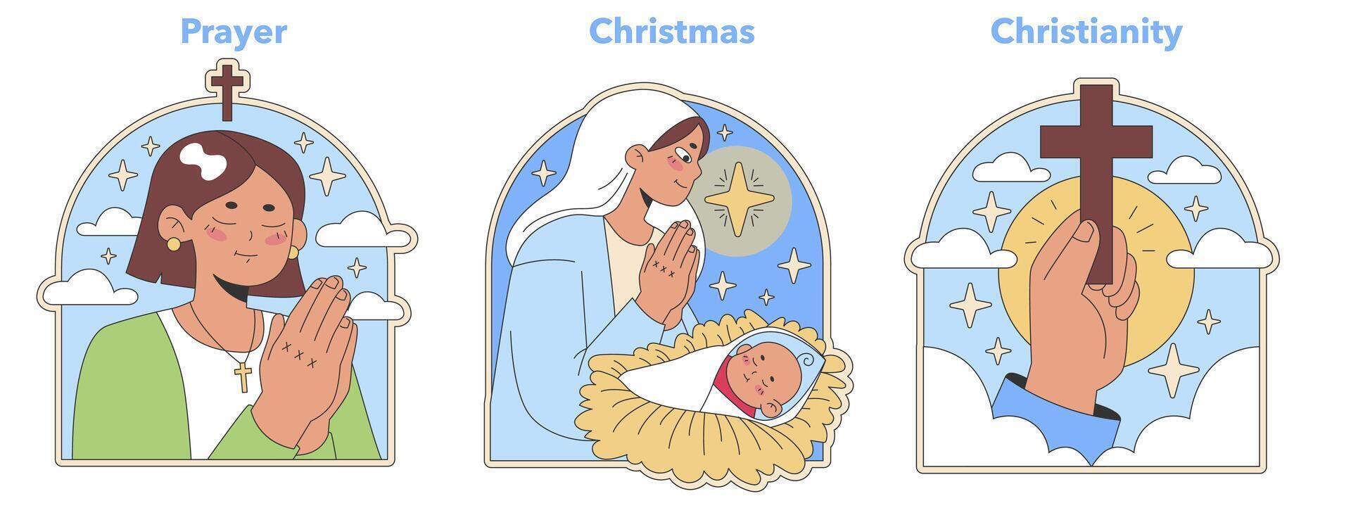 Christianity set. Flat vector illustration