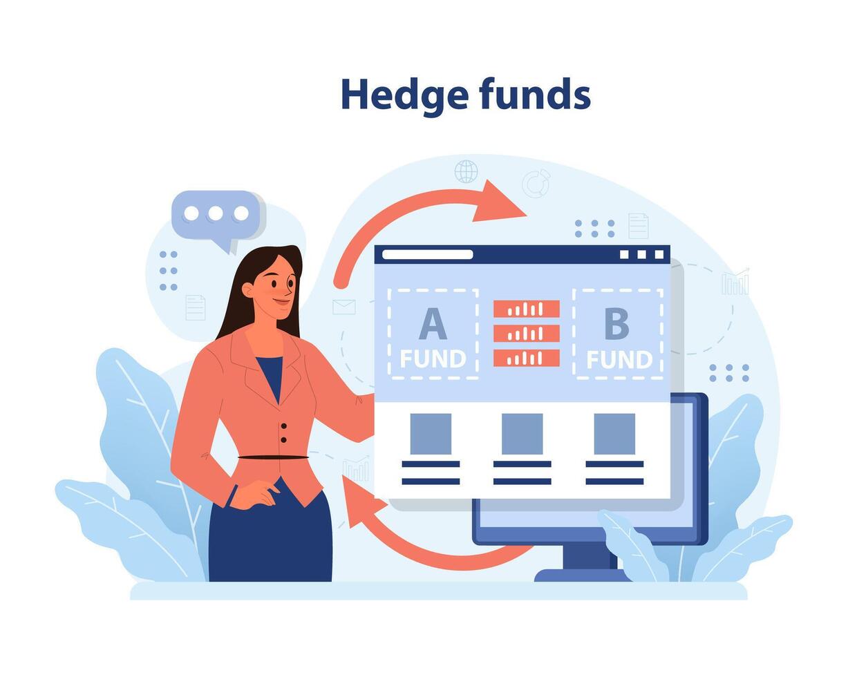 Hedge funds concept. Flat vector illustration