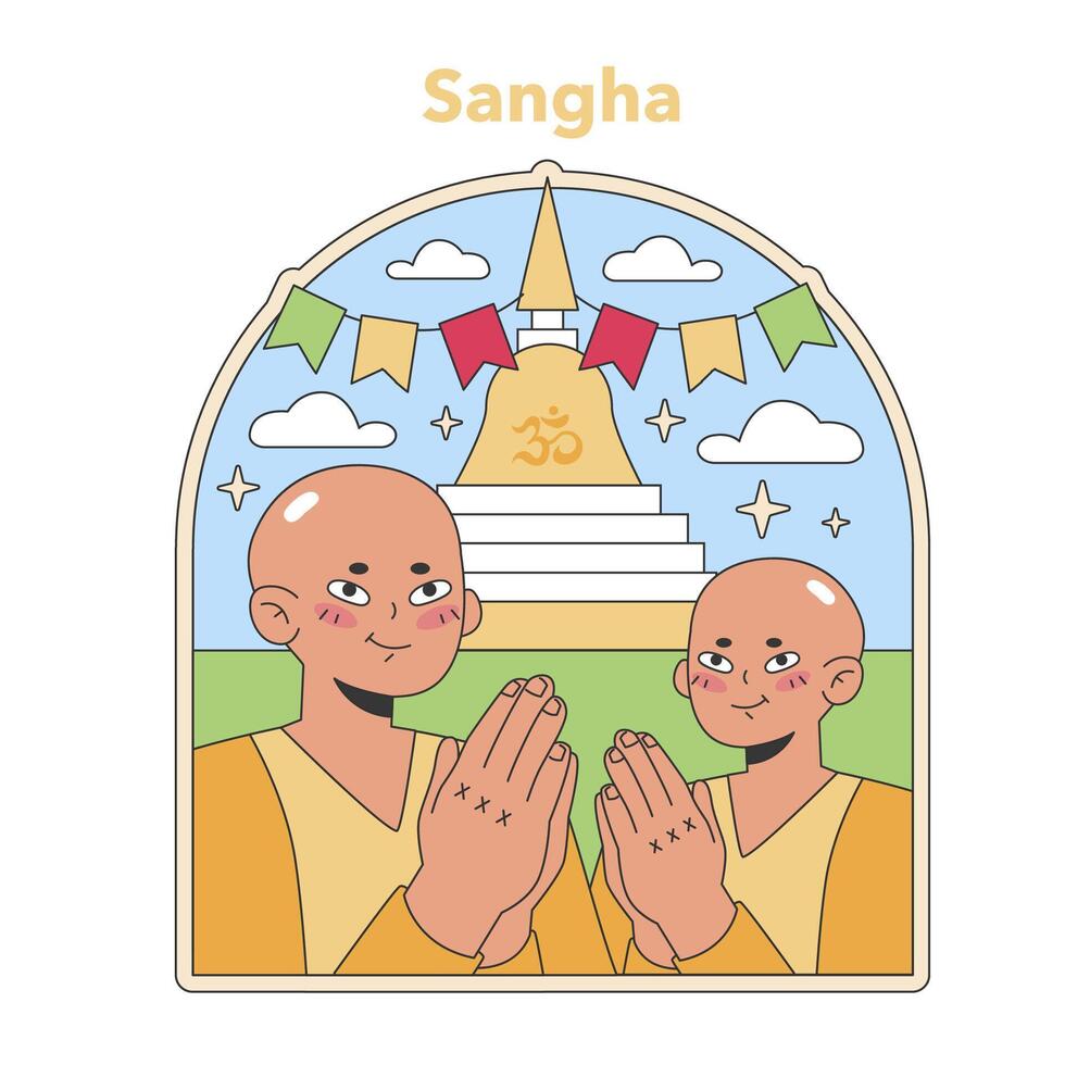 sangha comunidad ilustración. plano vector ilustración