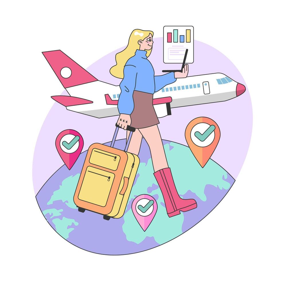 Travel analytics concept. Flat vector illustration