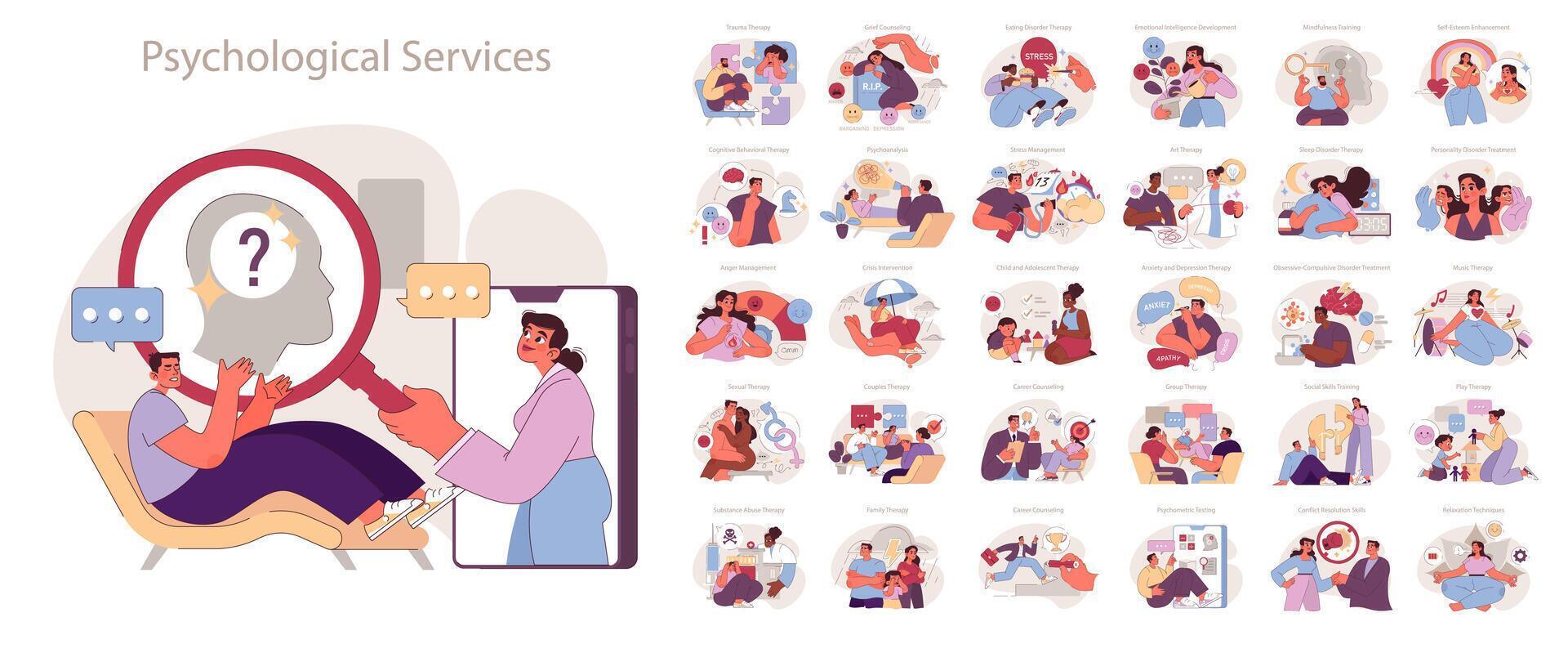 Psychological services concept. vector