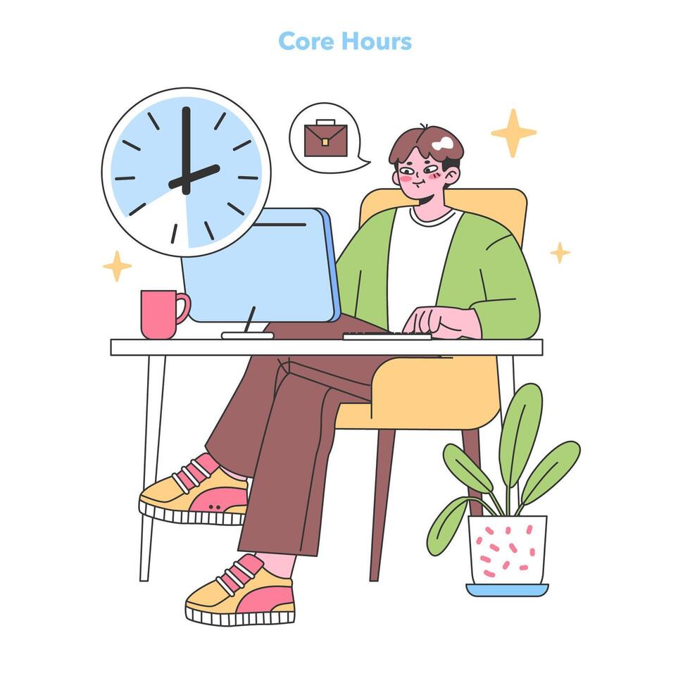 Dedication to optimal productivity. Flat vector illustration