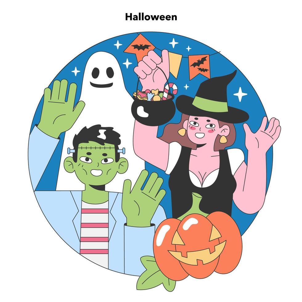 Halloween Fun. Flat vector illustration