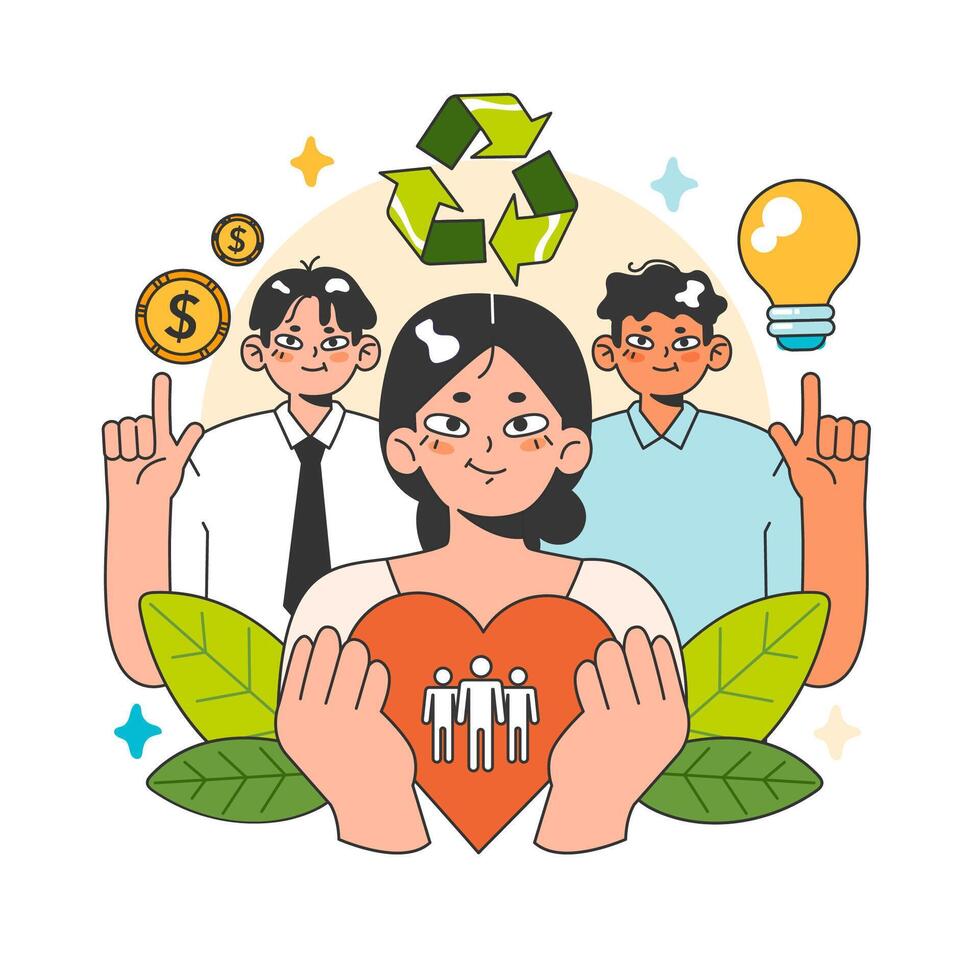 social emprendimiento negocio' responsabilidad para impacto en sociedad vector