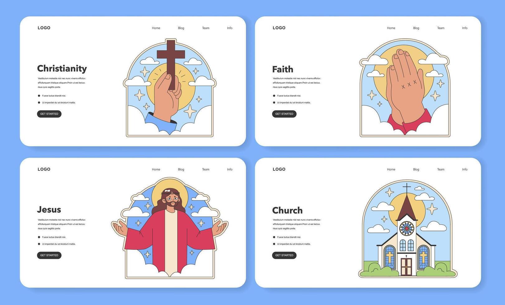 Christianity web elements. Flat vector illustration.