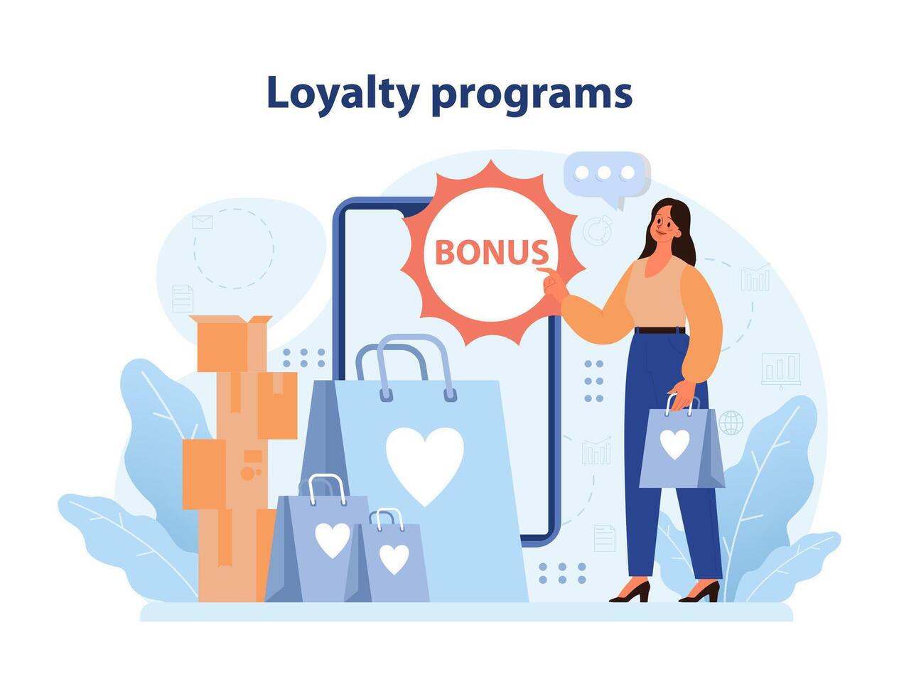 Loyalty program rewards. Flat vector illustration