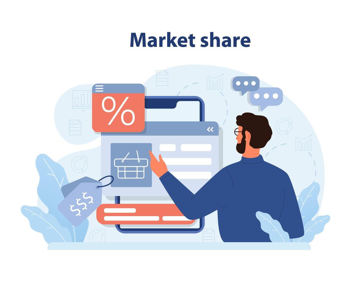 Market penetration concept. Flat vector illustration.