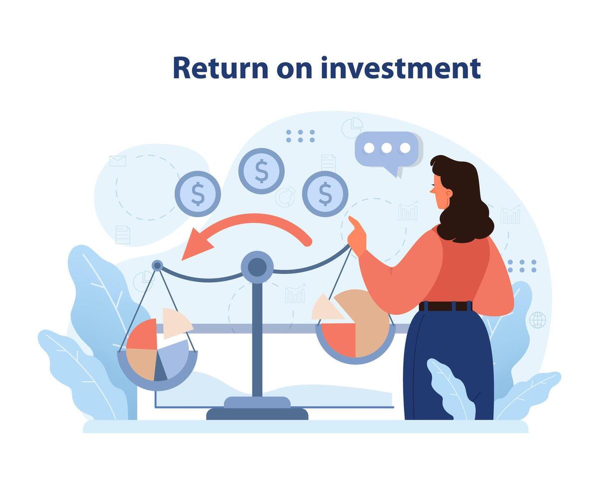 Return on investment concept. Flat vector illustration.