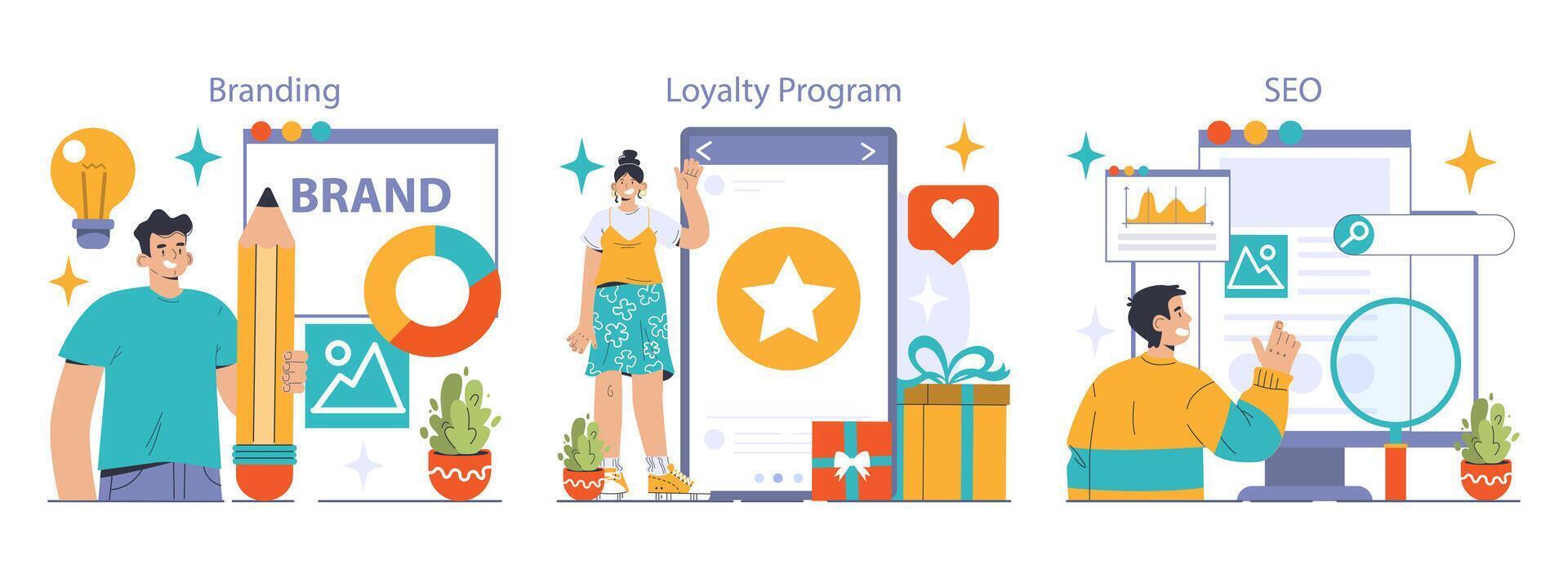 B2B Commerce set. Flat vector illustration