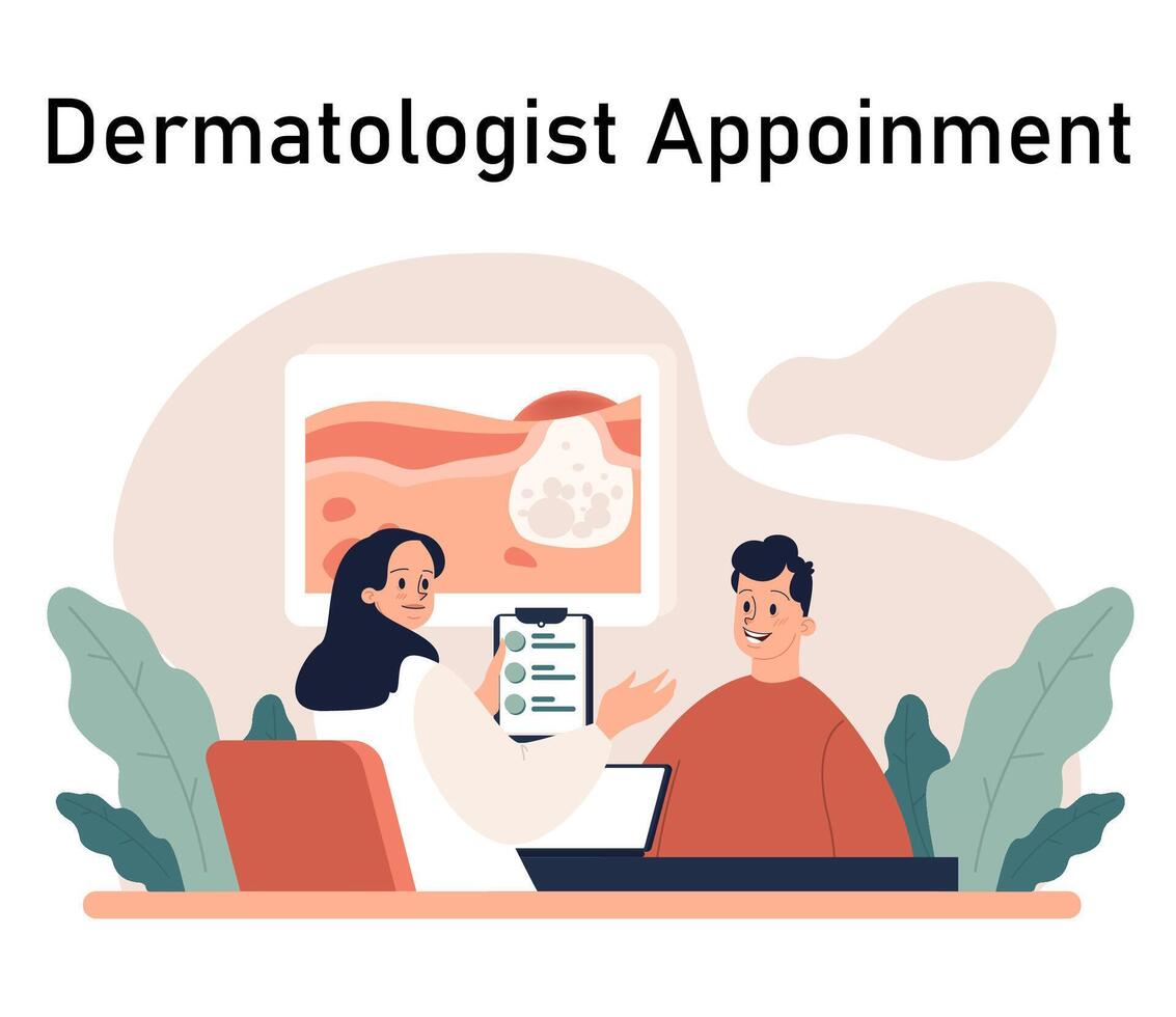 Acne treatment. Dermatology and cosmetology diagnosis and care. vector