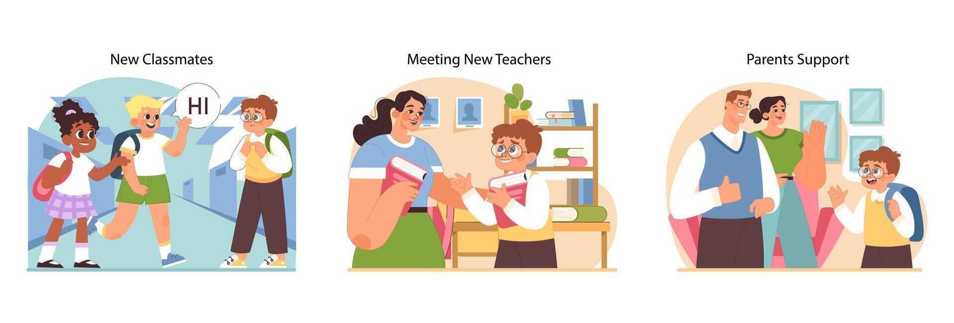 New Classmates concept. Flat vector illustration