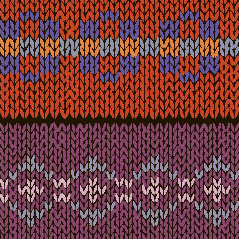 Fair isle style hand made knitted seamless pattern. Vector illustration