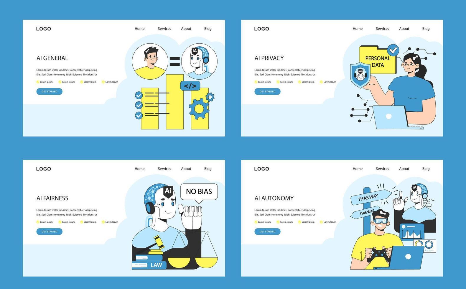 ai ética web o aterrizaje colocar. artificial inteligencia alineación y regulación vector