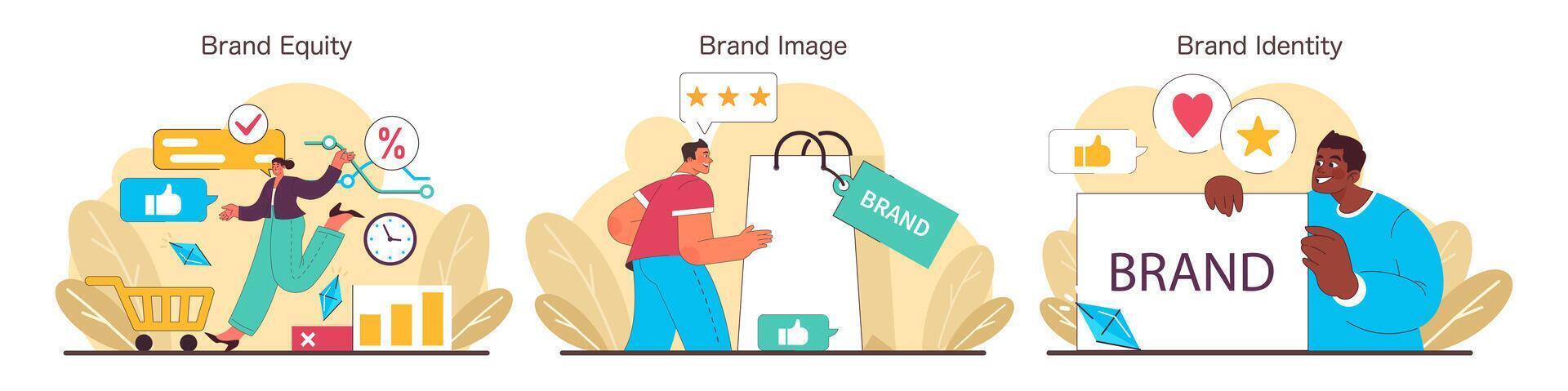 Brand Positioning set. Flat vector illustration