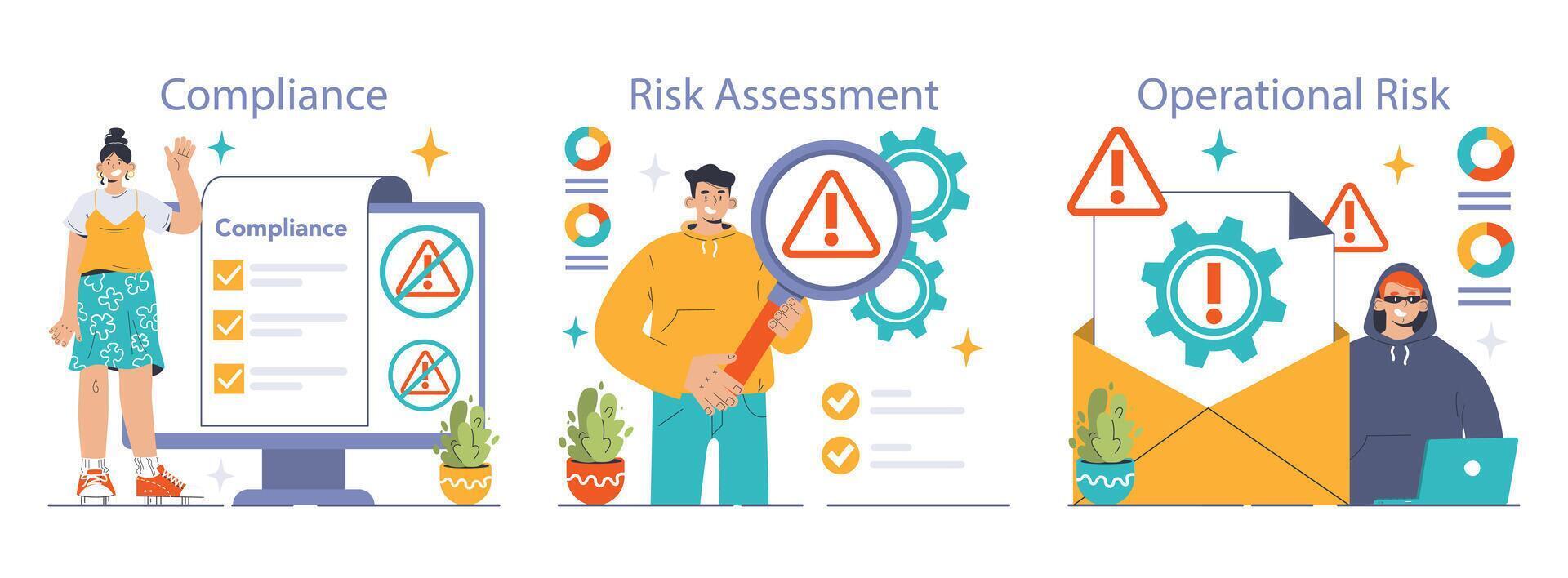 Risk Management set. Flat vector illustration