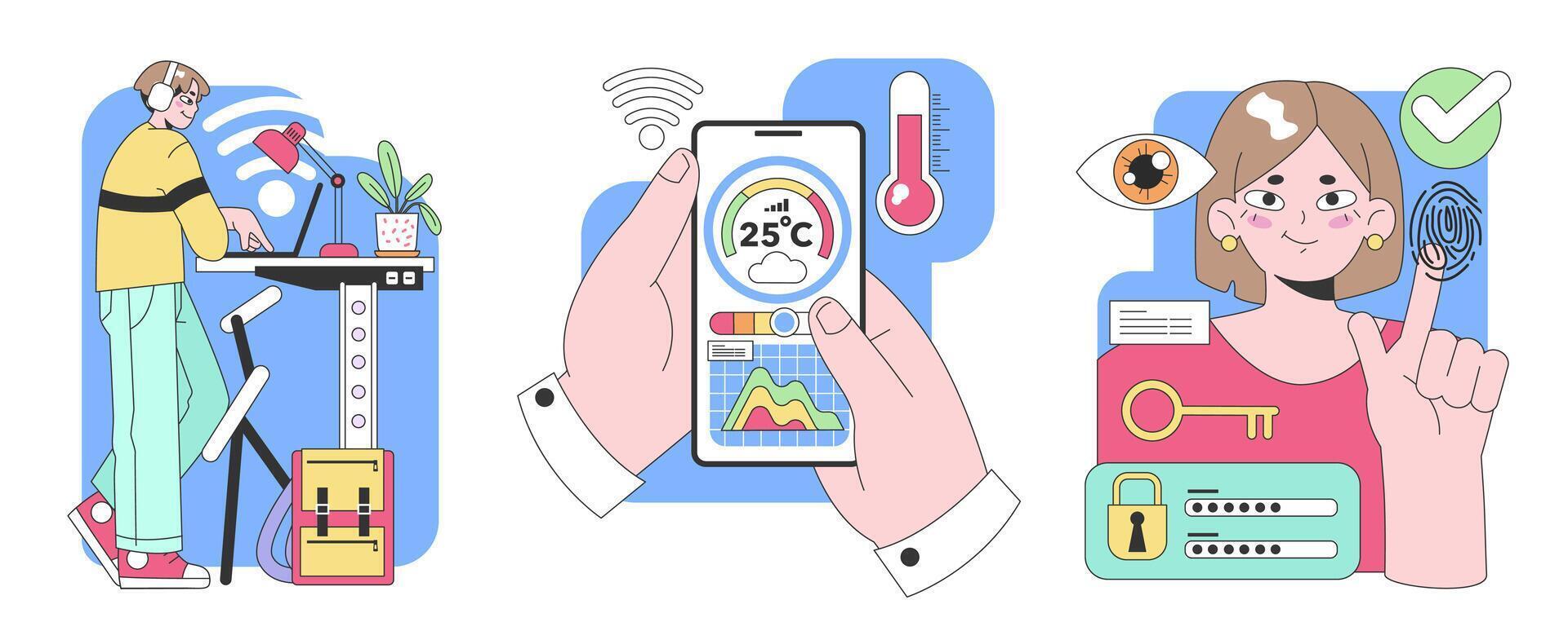 inteligente tecnología colocar. plano vector ilustración