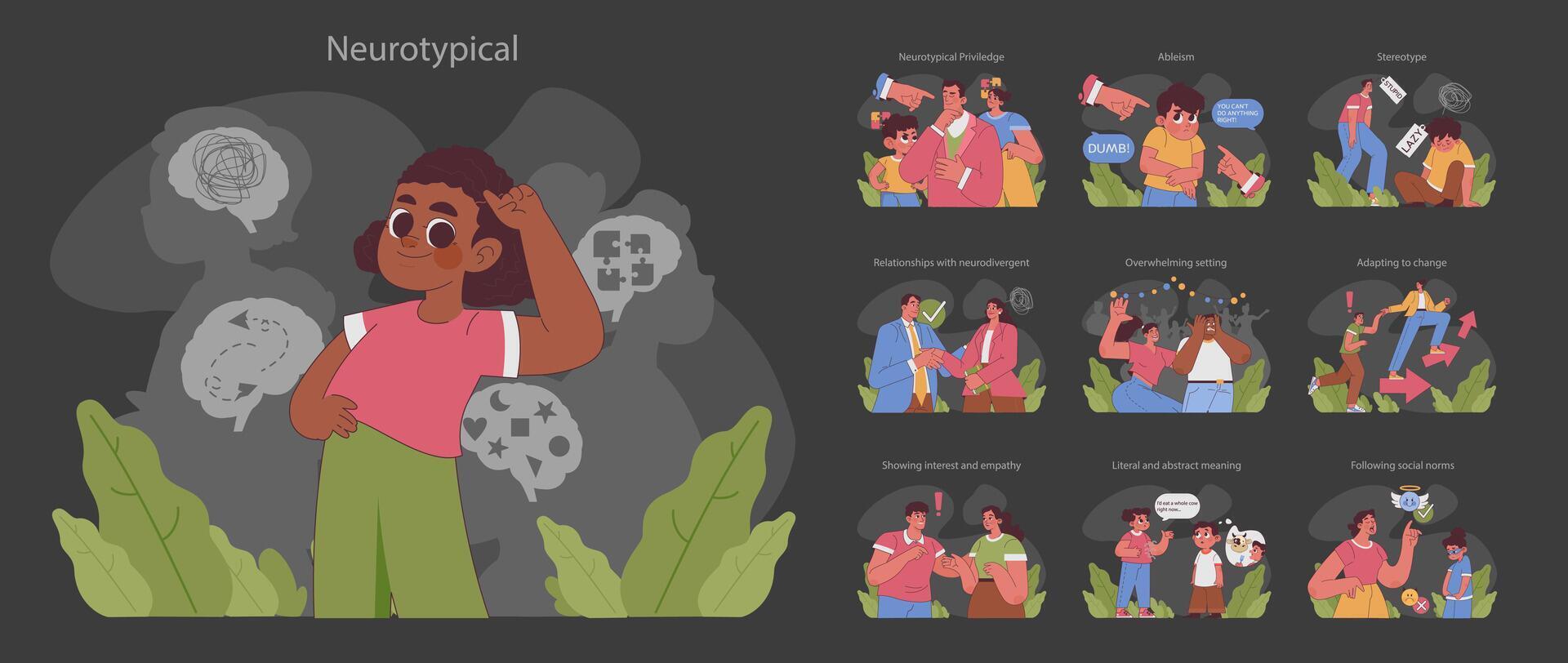 Neurotypical concept. Flat vector illustration