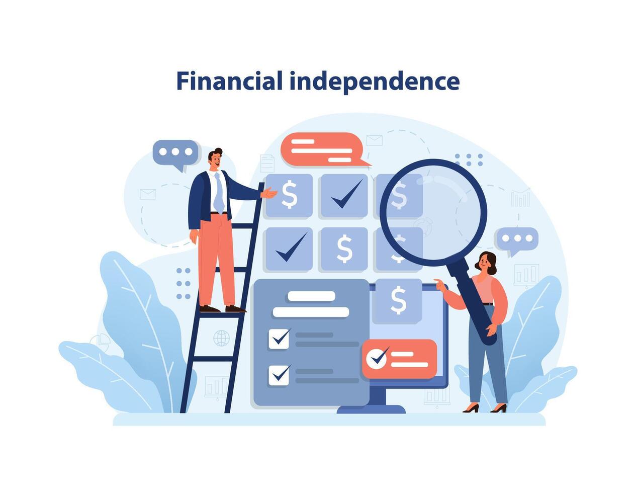 Financial independence, FIRE concept. Money savings and investment vector