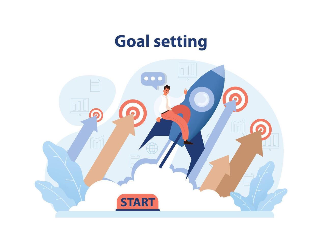 Goal setting concept. Flat vector illustration.