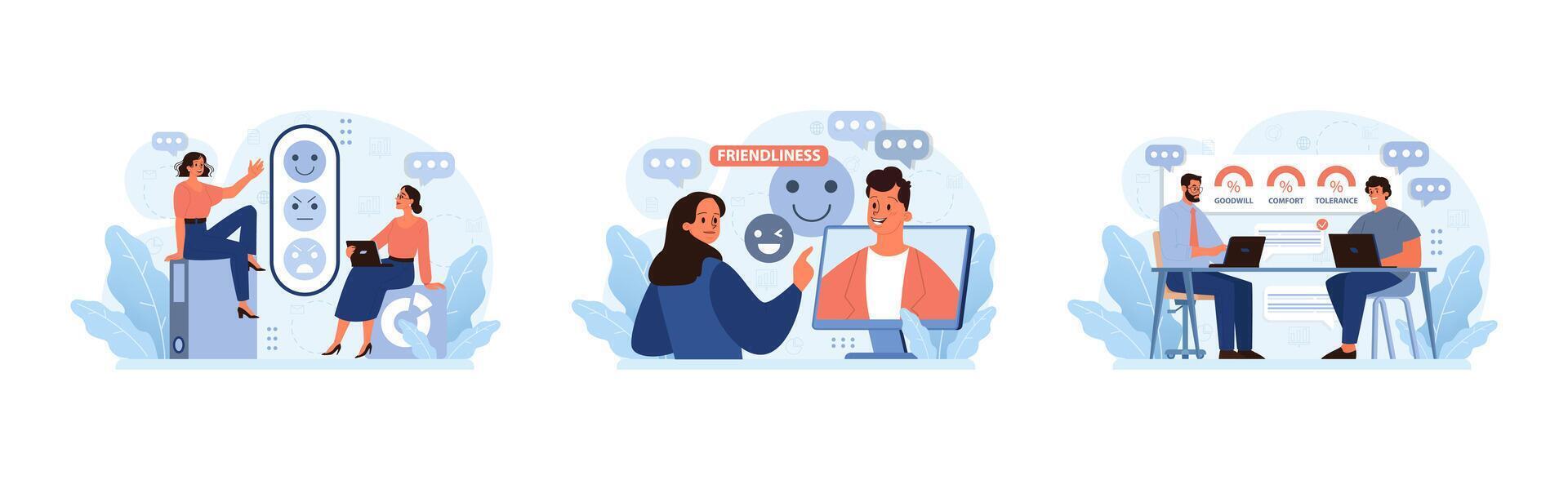 Diversity in the workplace set. Flat vector illustration