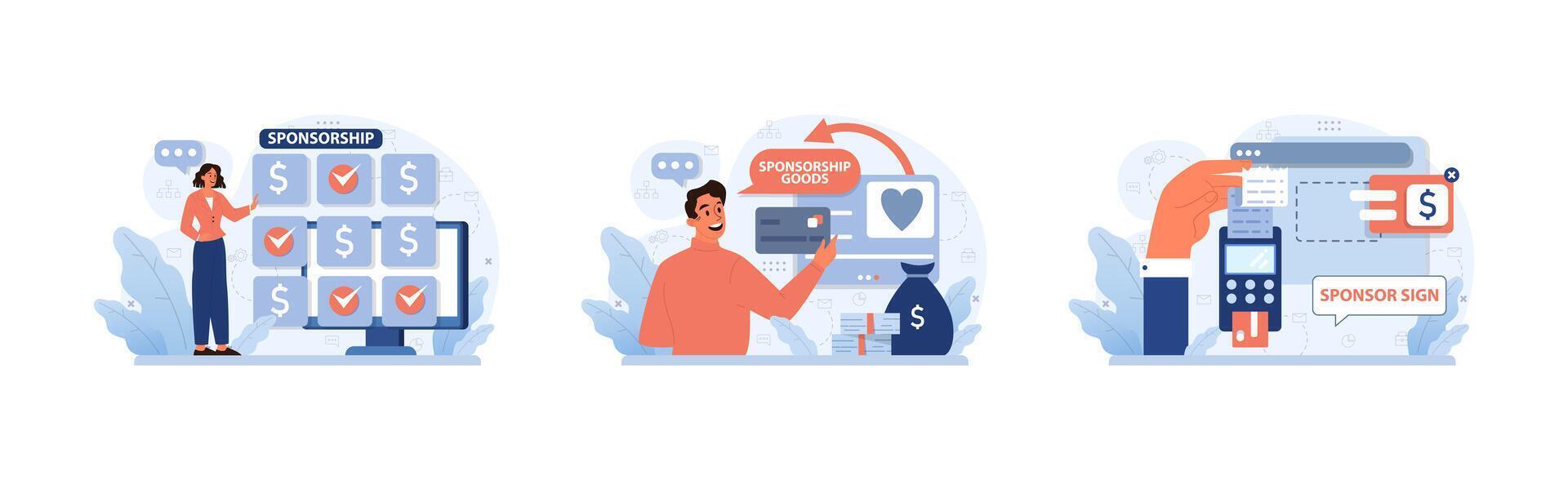 Sponsorship set. Flat vector illustration