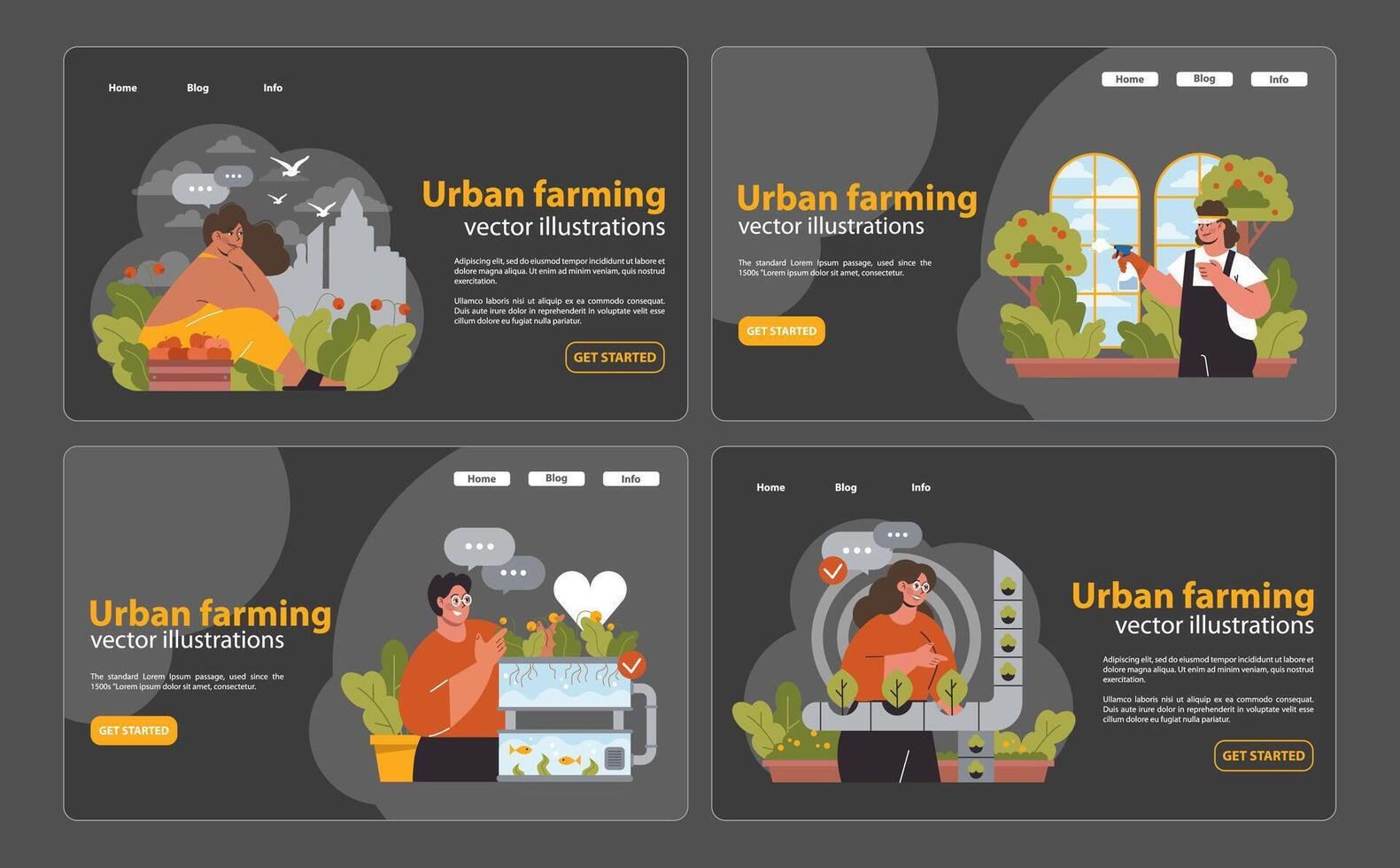 Urban farming set. Flat vector illustration.